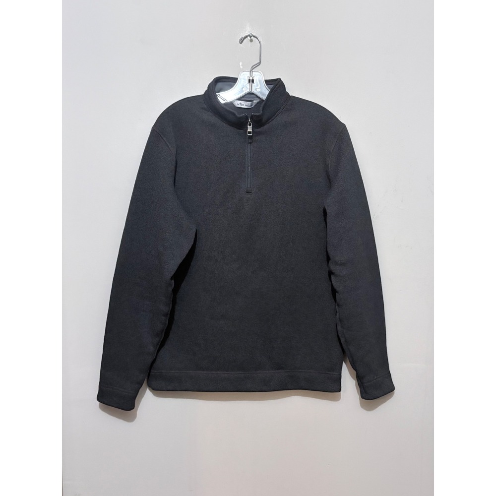 Peter Millar Mens Quarter Zip Pullover Fleece Sweater Charcoal Gray Large L